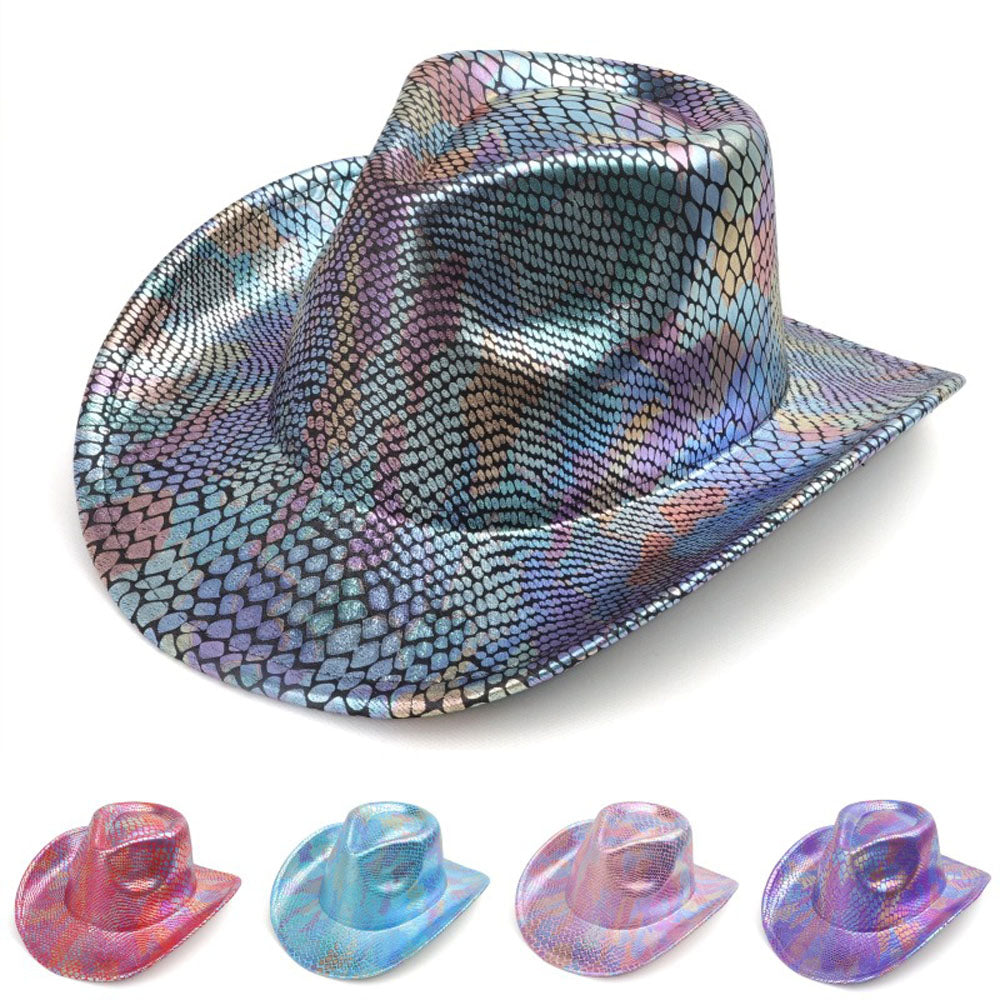 Sombrero vaquero occidental para hombre retro con lentejuelas para fiesta y baile