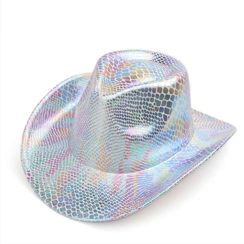 Sombrero vaquero occidental para hombre retro con lentejuelas para fiesta y baile