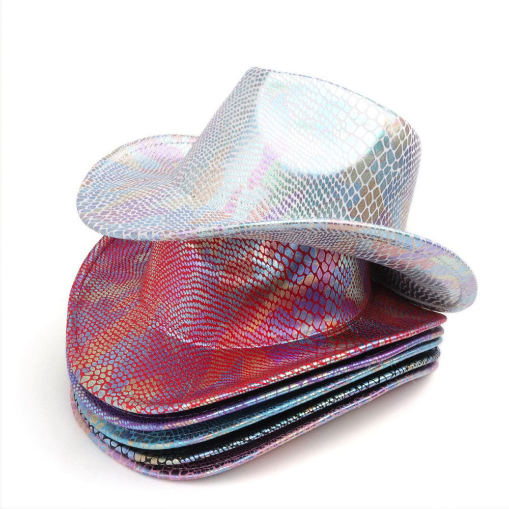 Sombrero vaquero occidental para hombre retro con lentejuelas para fiesta y baile