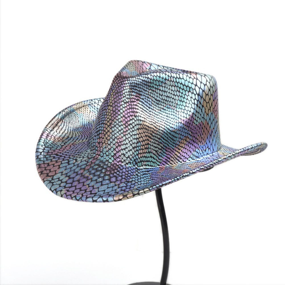 Sombrero vaquero occidental para hombre retro con lentejuelas para fiesta y baile