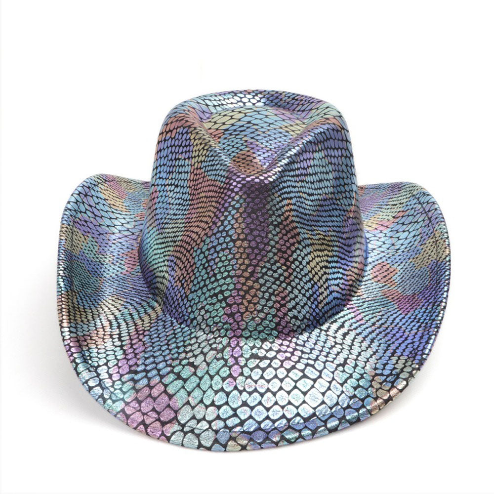 Sombrero vaquero occidental para hombre retro con lentejuelas para fiesta y baile