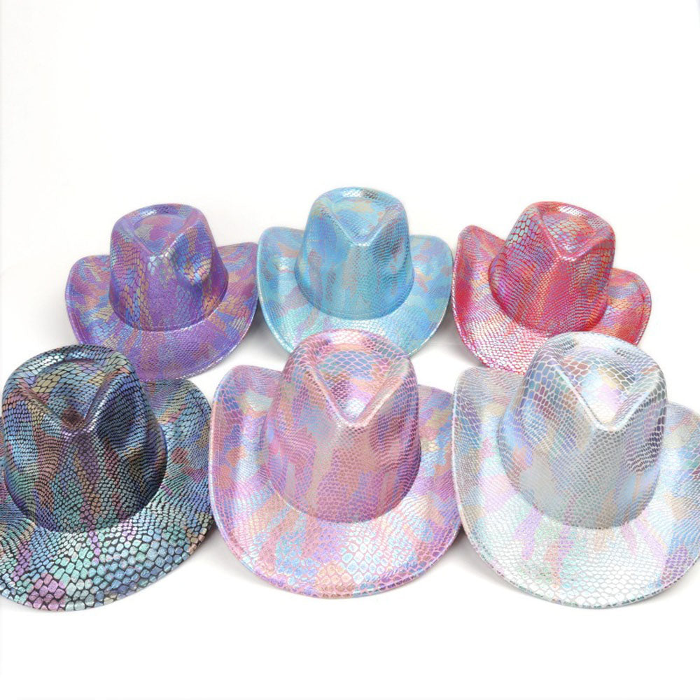 Sombrero vaquero occidental para hombre retro con lentejuelas para fiesta y baile