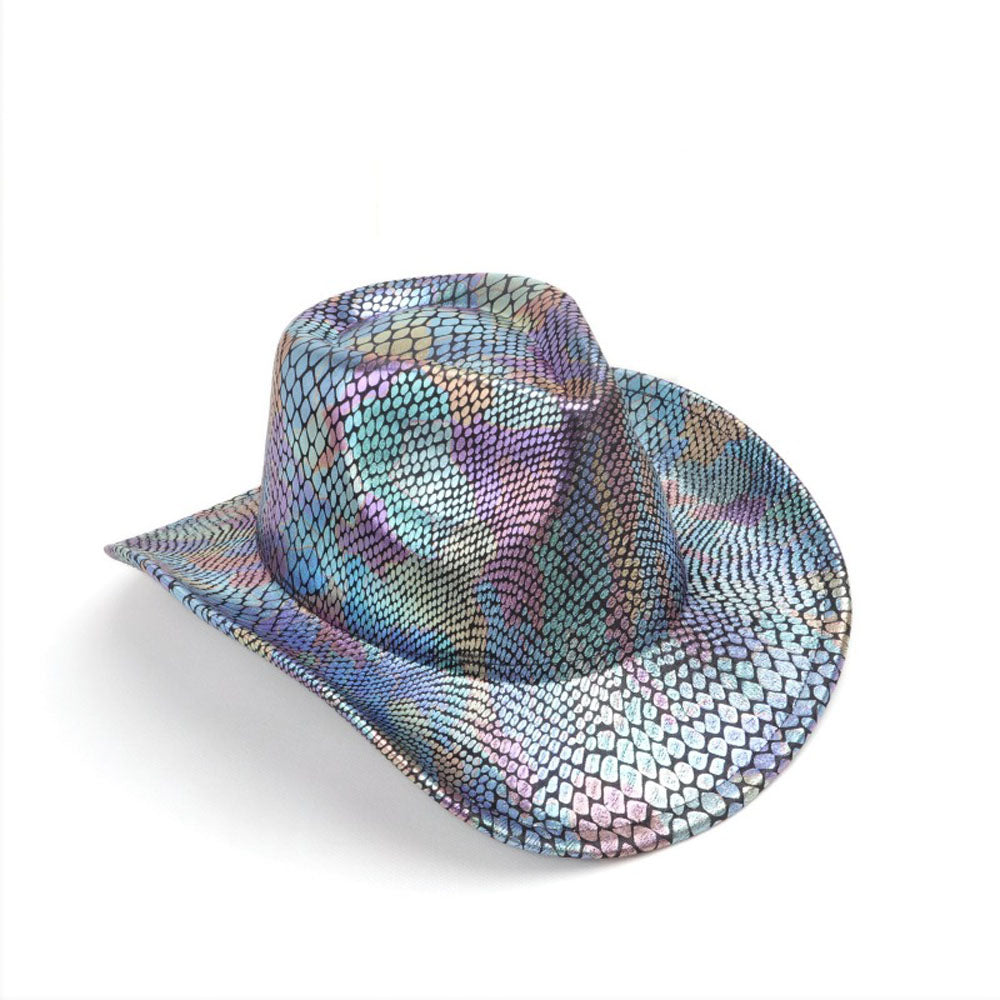 Sombrero vaquero occidental para hombre retro con lentejuelas para fiesta y baile