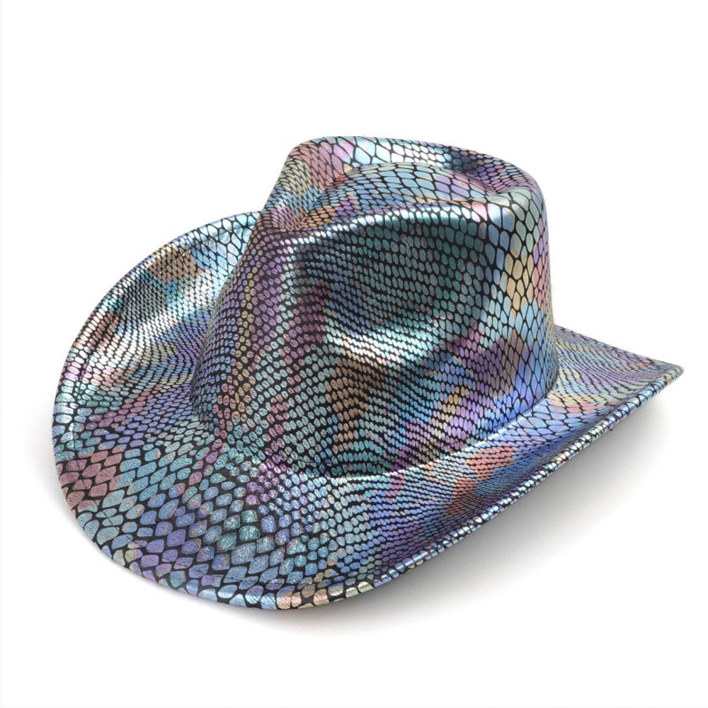 Sombrero vaquero occidental para hombre retro con lentejuelas para fiesta y baile