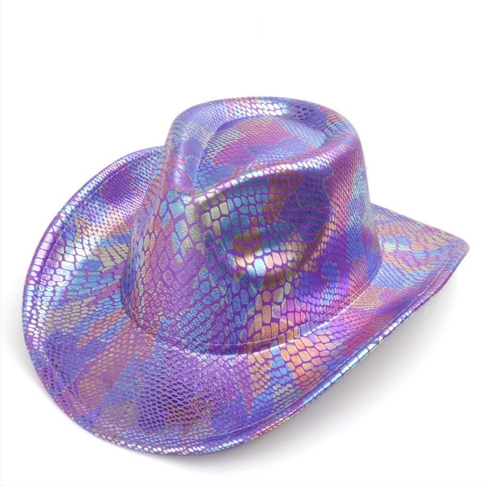 Sombrero vaquero occidental para hombre retro con lentejuelas para fiesta y baile