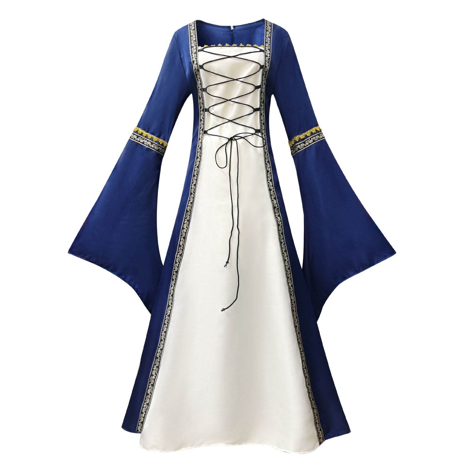 Gothic Retro Medieval Court Women Dresses Robe trumpet Long Sleeve - Ecosfun