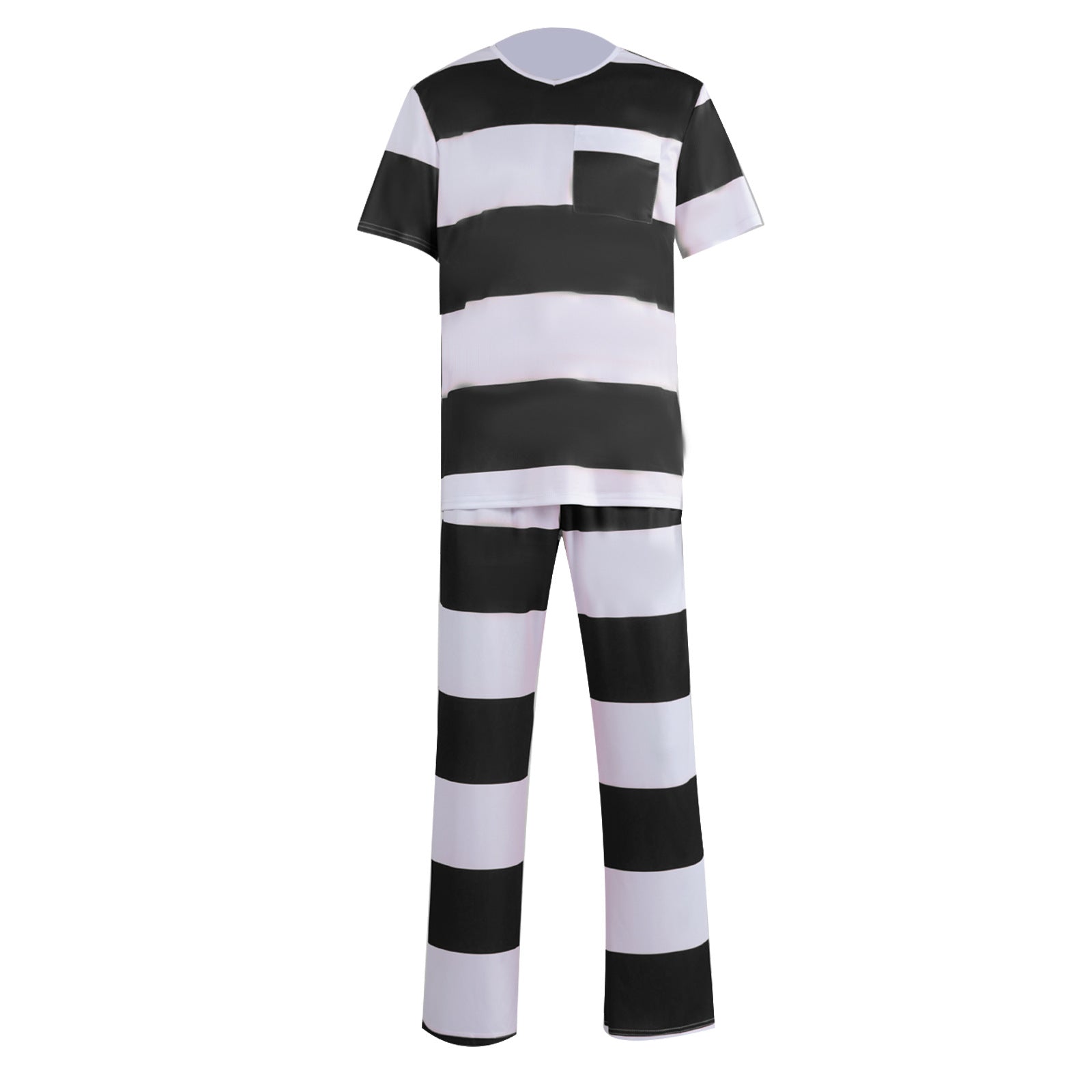Disfraz de adulto para juego de rol de prisionero con uniforme a rayas de prisión de Halloween