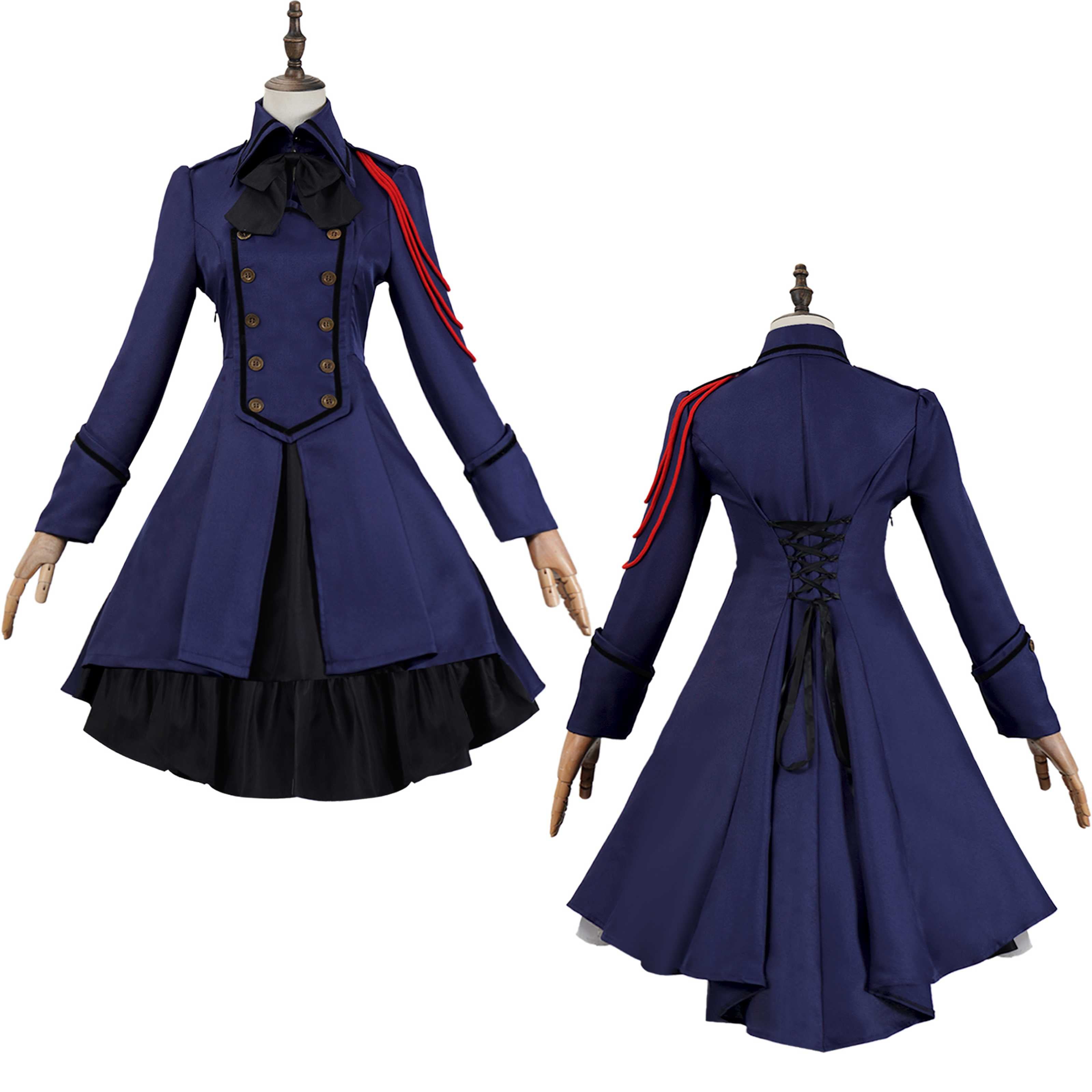 Vestido gótico medieval y renacentista cos Retro falda de cosplay punk con lazo y volantes