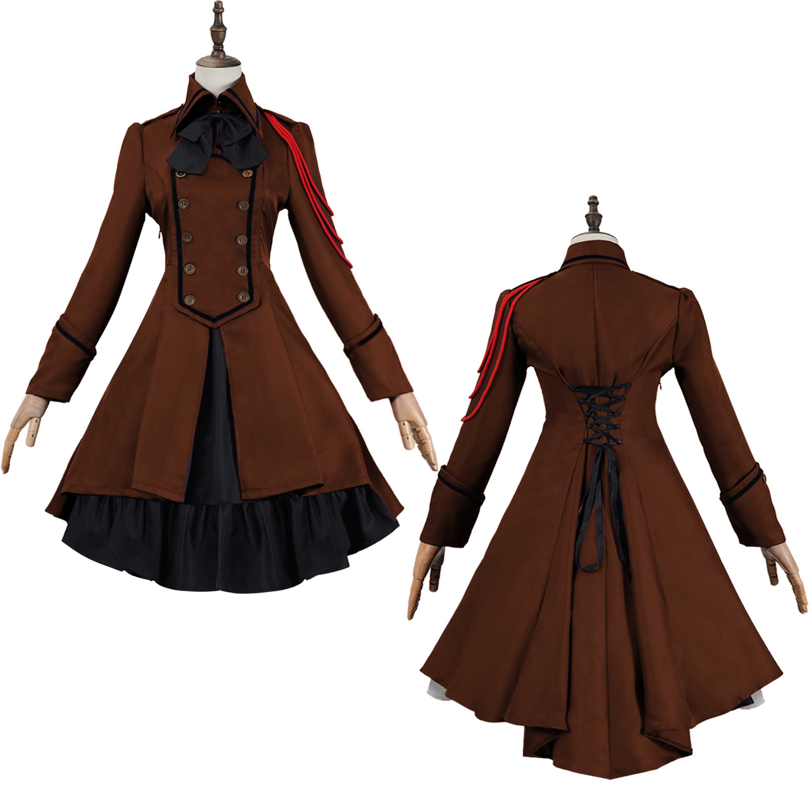 Vestido gótico medieval y renacentista cos Retro falda de cosplay punk con lazo y volantes