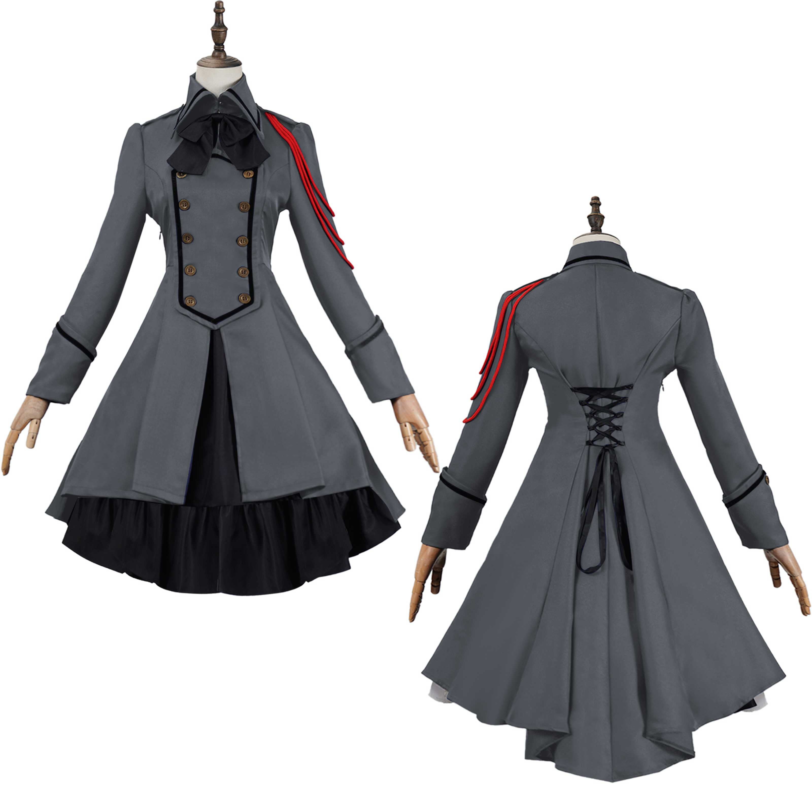 Vestido gótico medieval y renacentista cos Retro falda de cosplay punk con lazo y volantes
