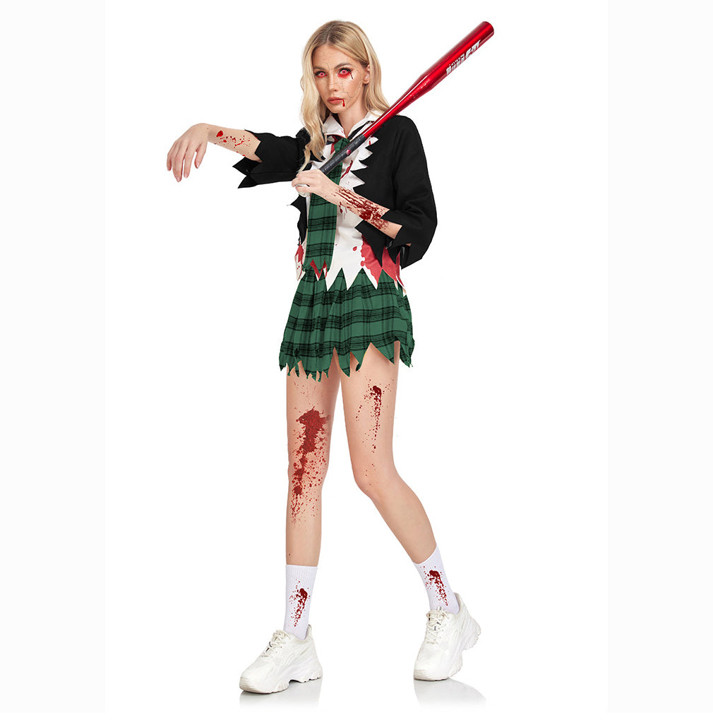 Disfraz de vampiro universitario horror zombi uniforme de estudiante fiesta mujeres Halloween
