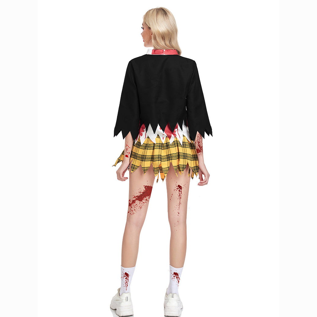Disfraz de vampiro universitario horror zombi uniforme de estudiante fiesta mujeres Halloween
