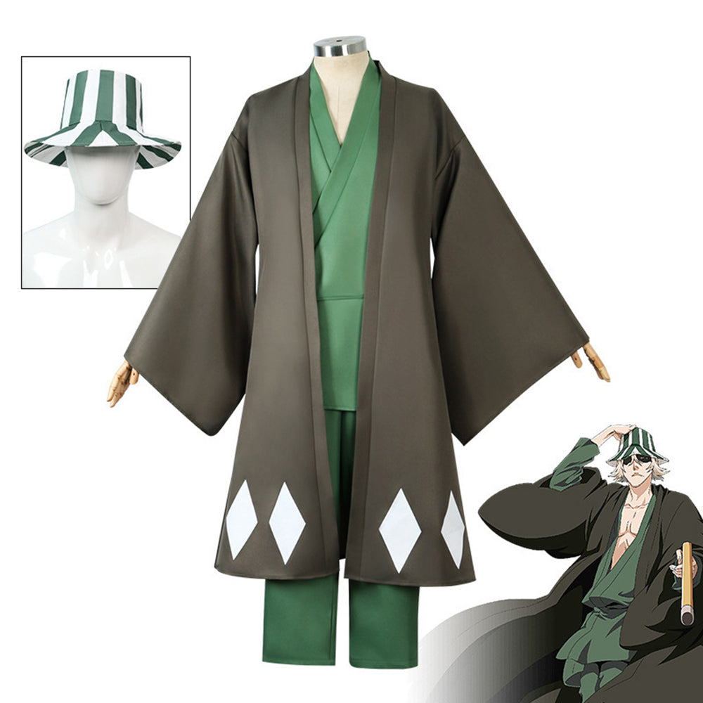 Disfraz de cosplay completo de Bleach Urahara Kisuke con sombrero