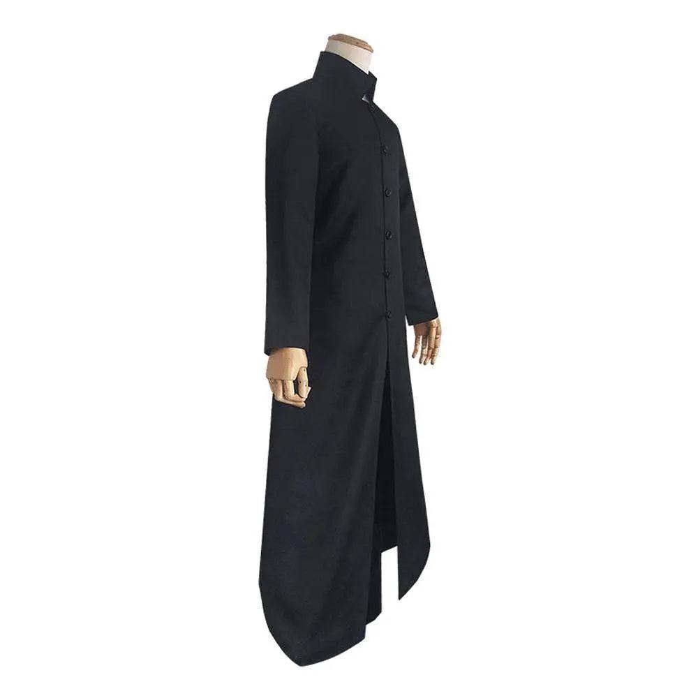 Movie The Matrix Cosplay Neo Costume Black Suit Cloak Pants Outfit Halloween Costumes for Men - Ecosfun