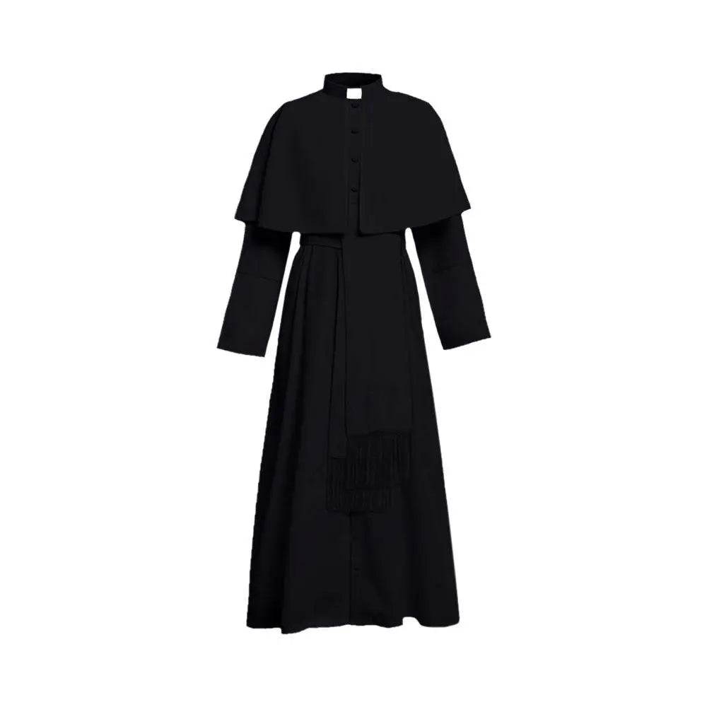 Unisex Men Solid Long Father Vicar Fancy Medieval Priest Costumes Cosplay Party Props - Ecosfun