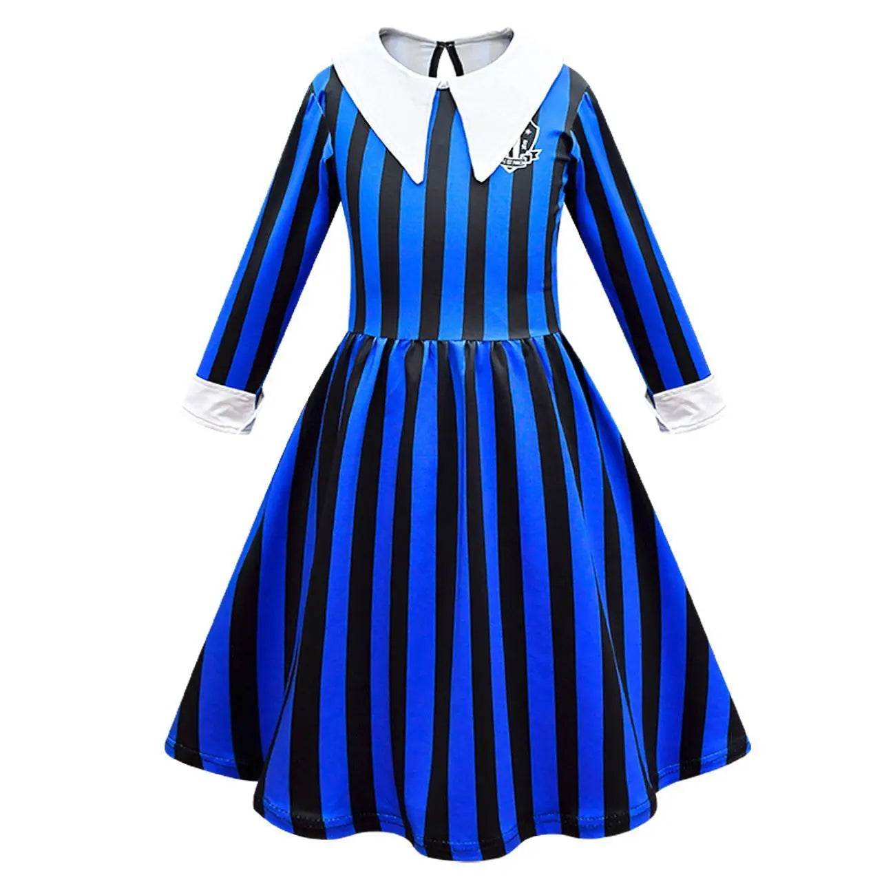 Wednesday Costume The Addams Family Cosplay Striped Dress For Kids - Ecosfun