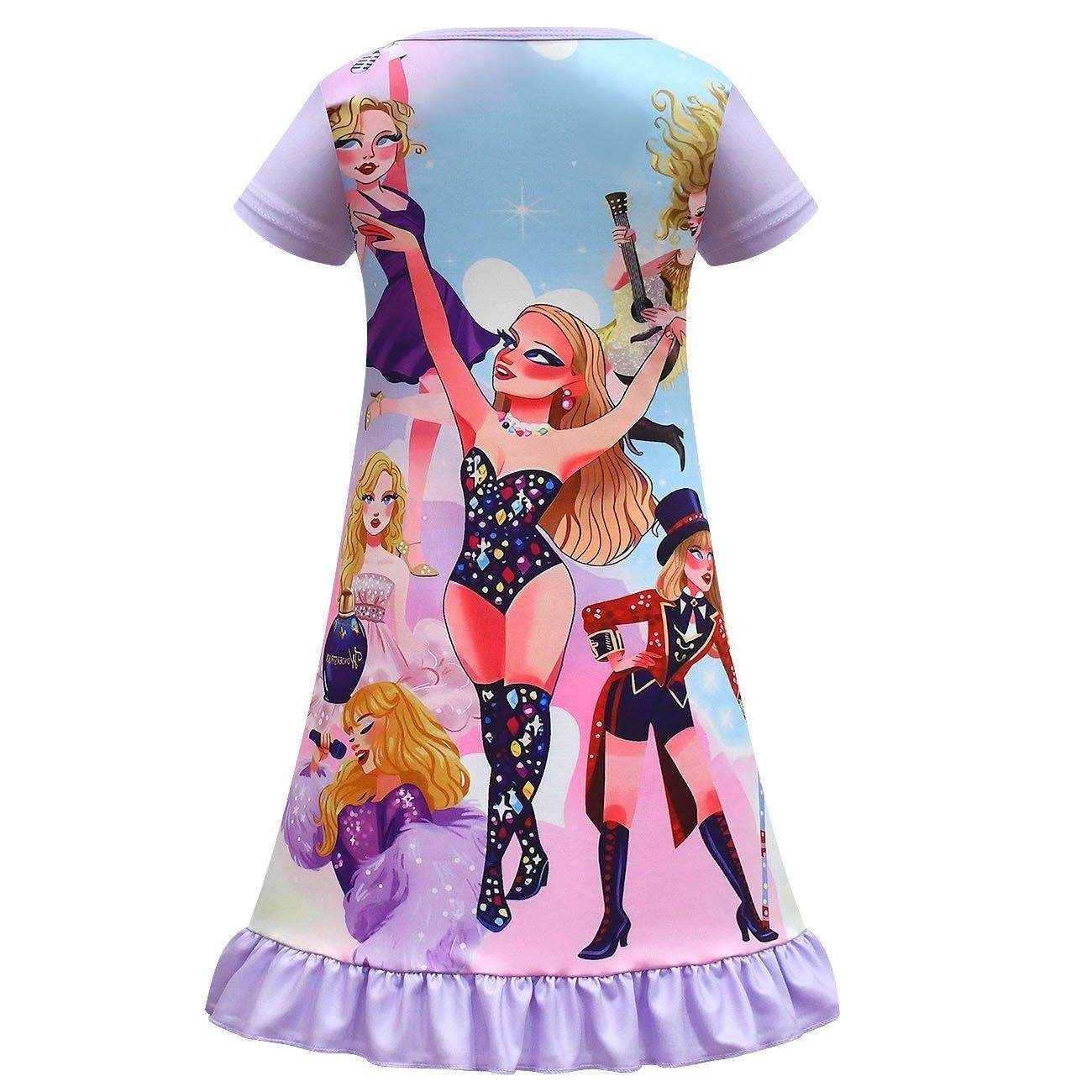Taylor Swift Flying Sleeve Dress Cosplay Costumes Printing Kids - Ecosfun