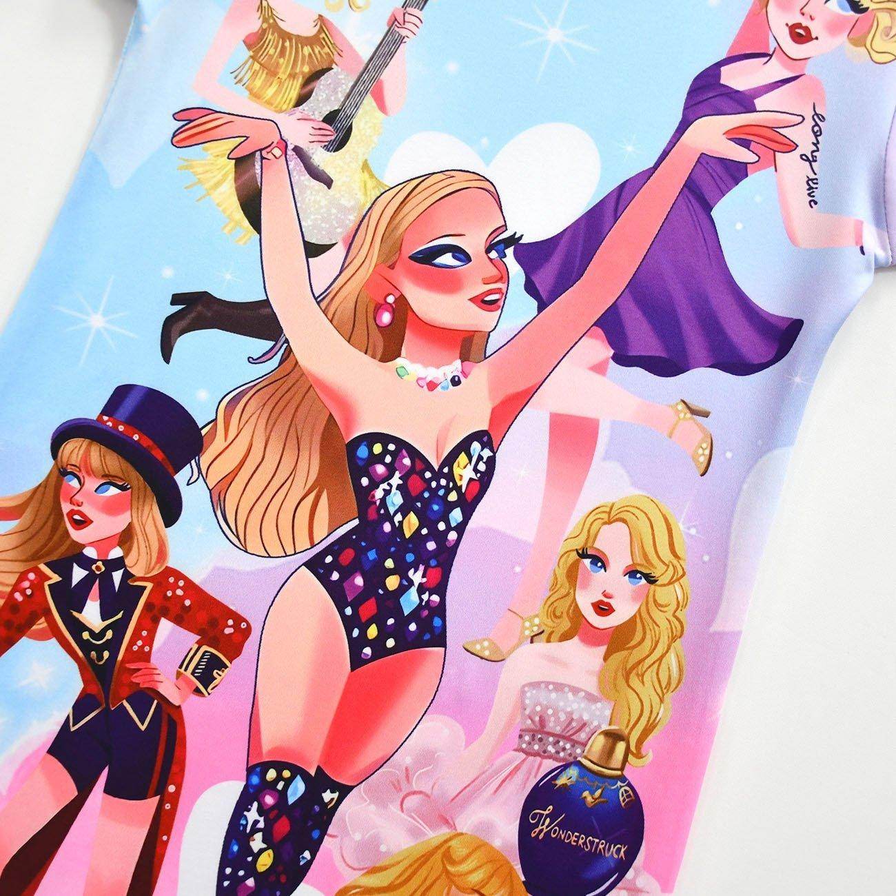 Taylor Swift Flying Sleeve Dress Cosplay Costumes Printing Kids - Ecosfun