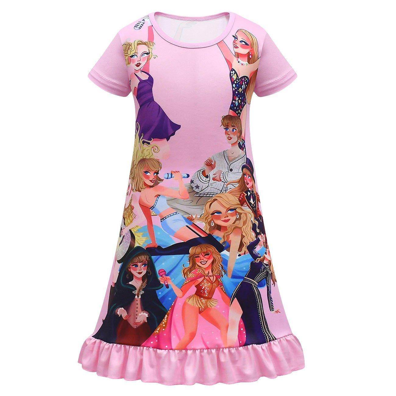 Taylor Swift Pajama Dress Cosplay Costumes Printing Kids - Ecosfun