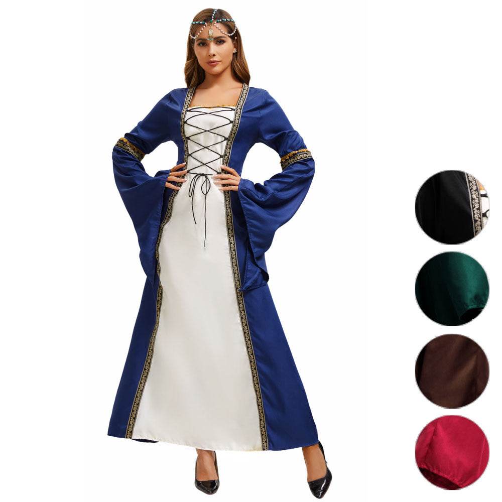 Vestidos de Corte Medieval Retro Gótico para Mujer Túnica trompeta de Manga Larga