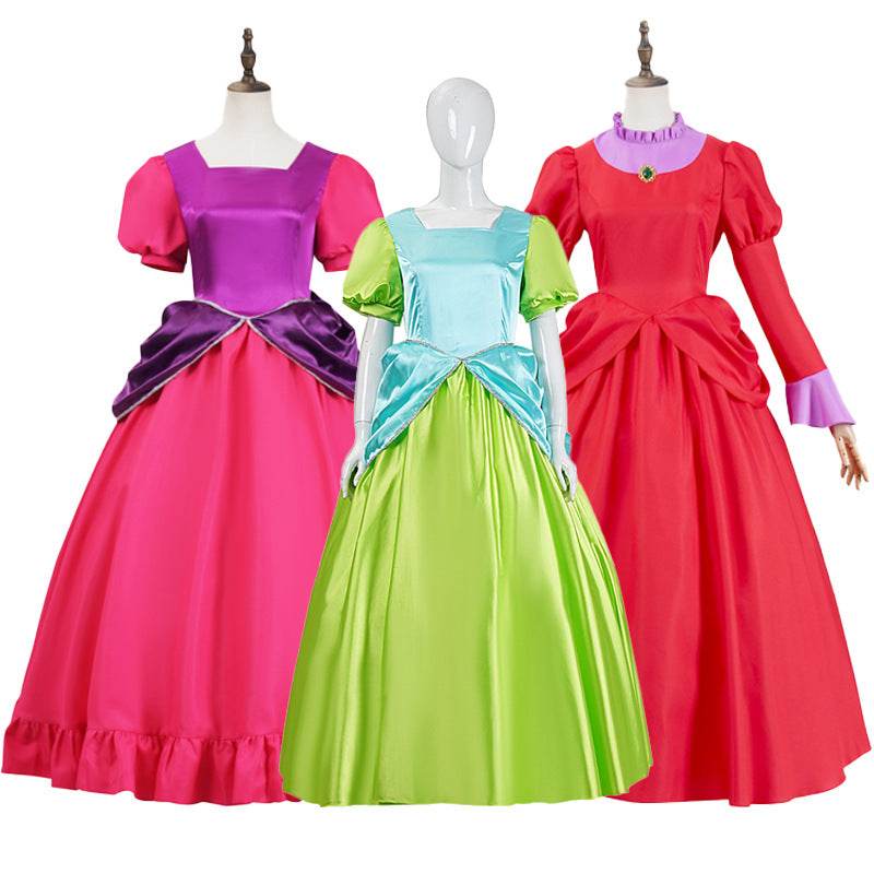 Disfraz de cosplay de Cenicienta vestido de princesa para el escenario de la hermana mayor y la segunda hermana