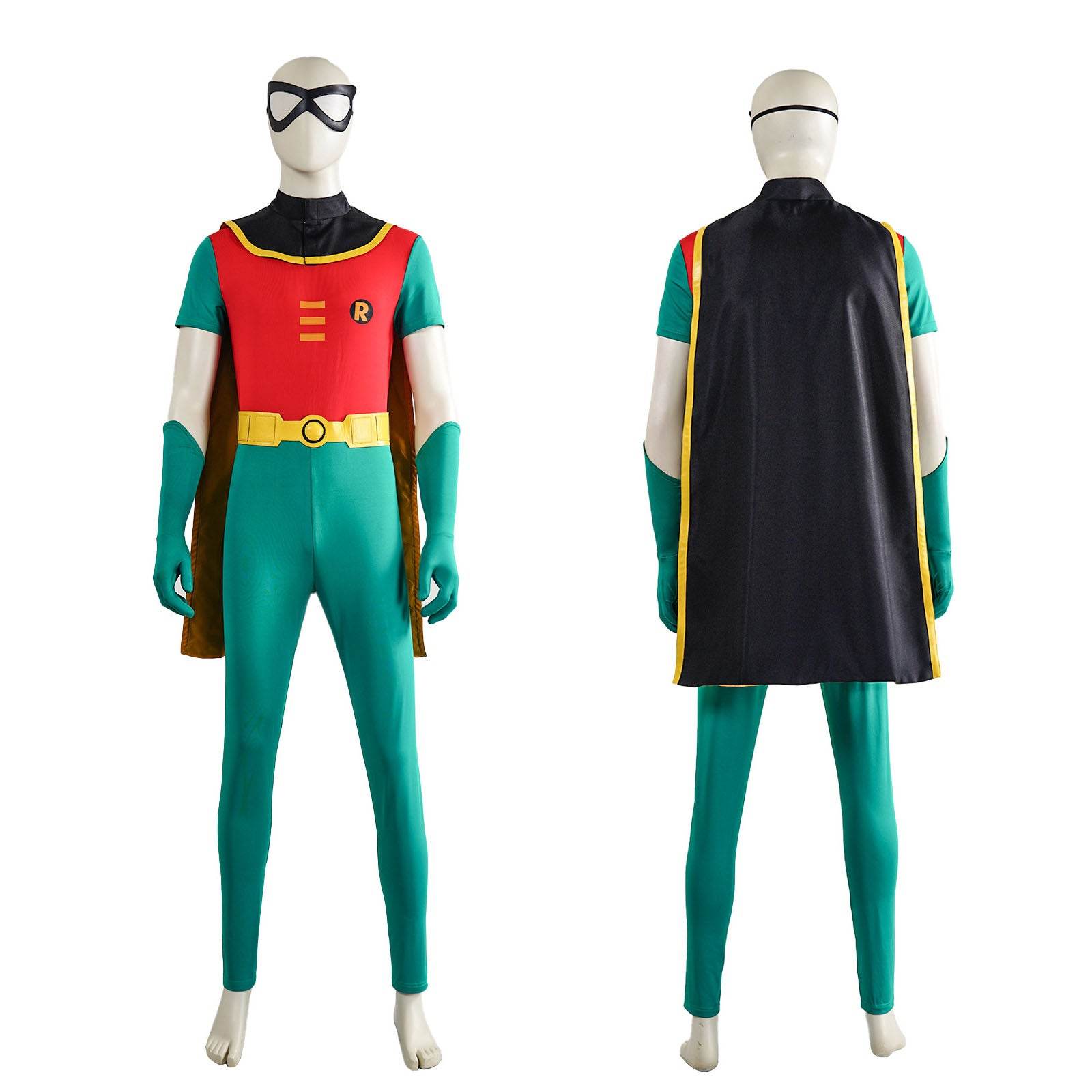 Teen Titans Robin Costume Super Hero Halloween For Adult Full Set With Cape - Ecosfun