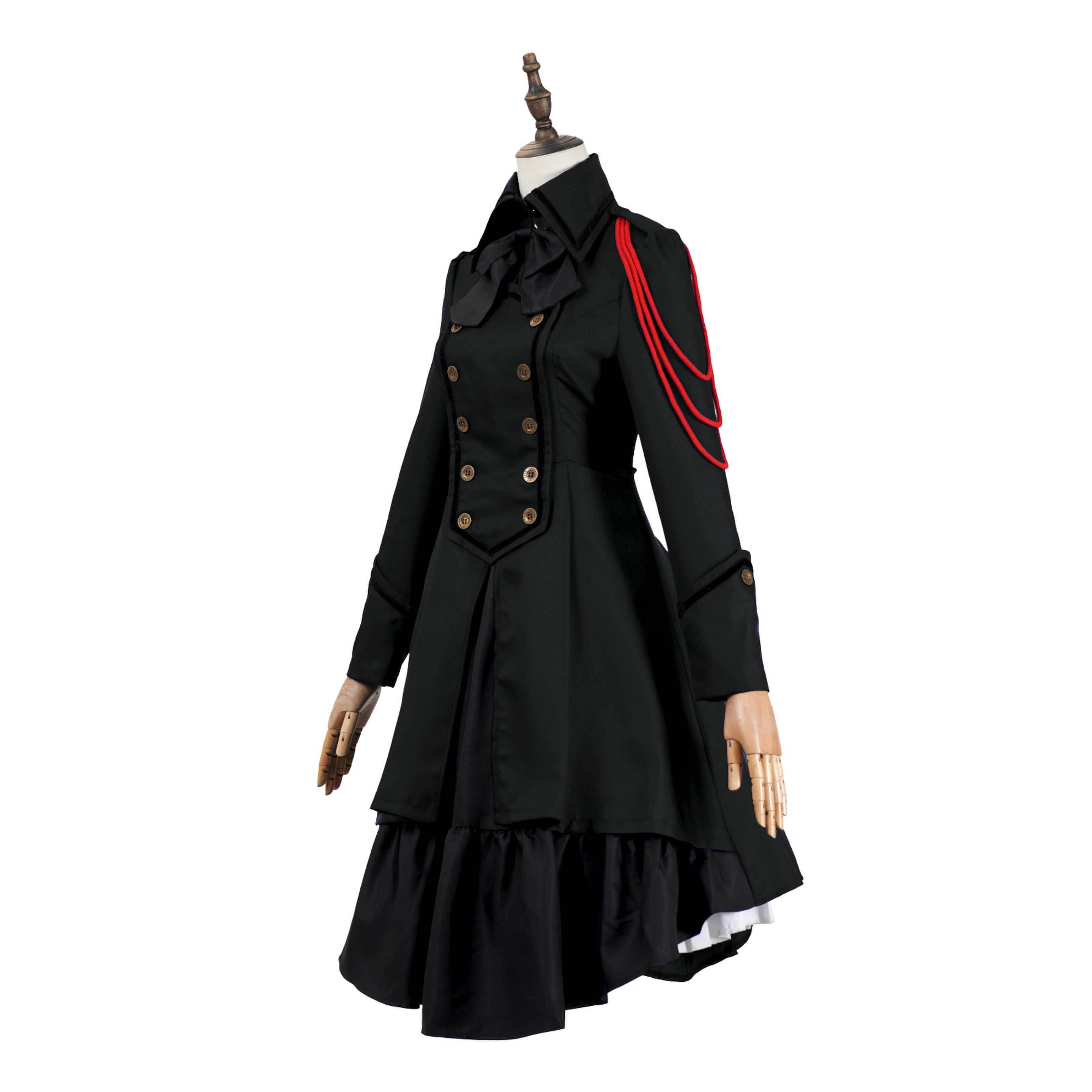 Vestido gótico medieval y renacentista cos Retro falda de cosplay punk con lazo y volantes