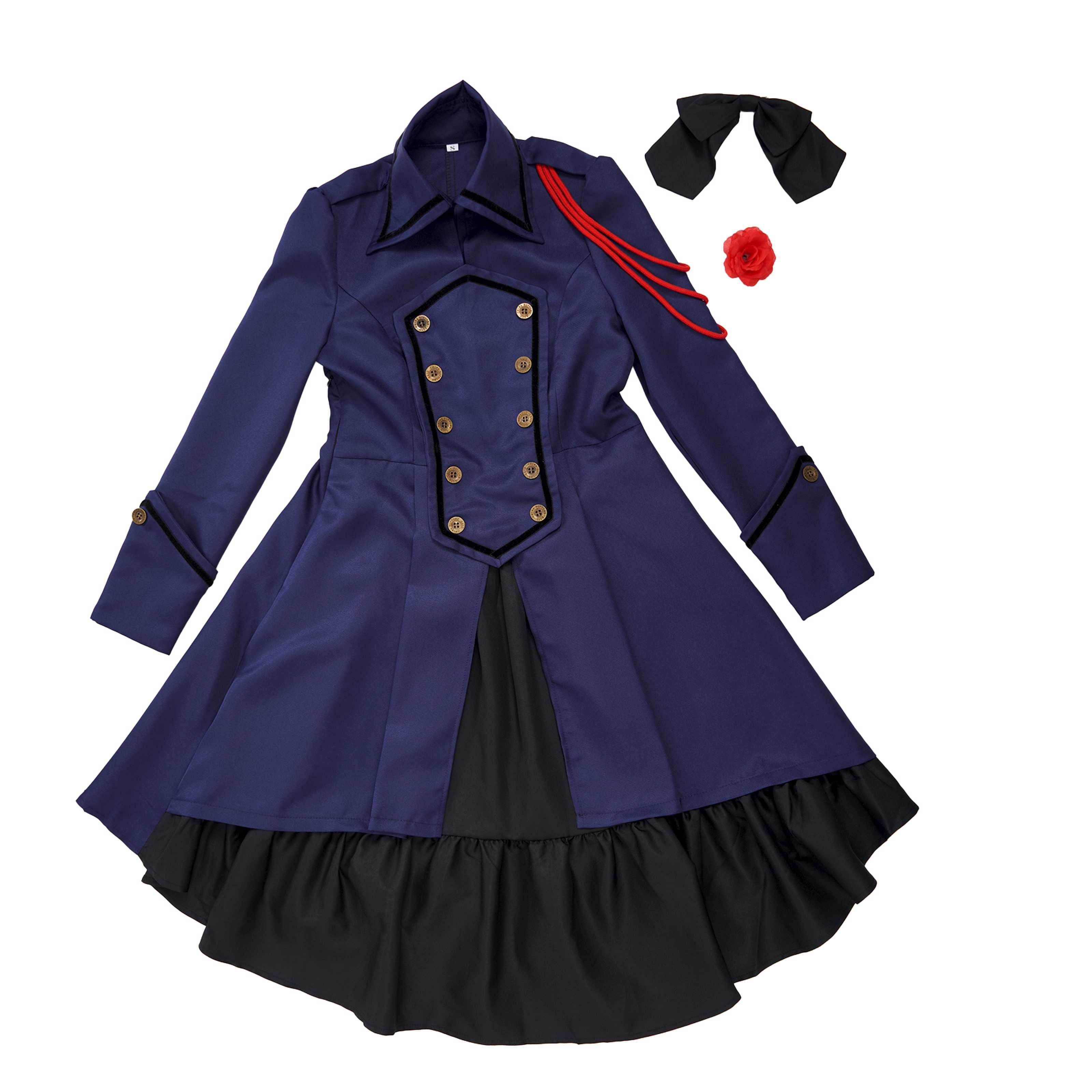 Vestido gótico medieval y renacentista cos Retro falda de cosplay punk con lazo y volantes