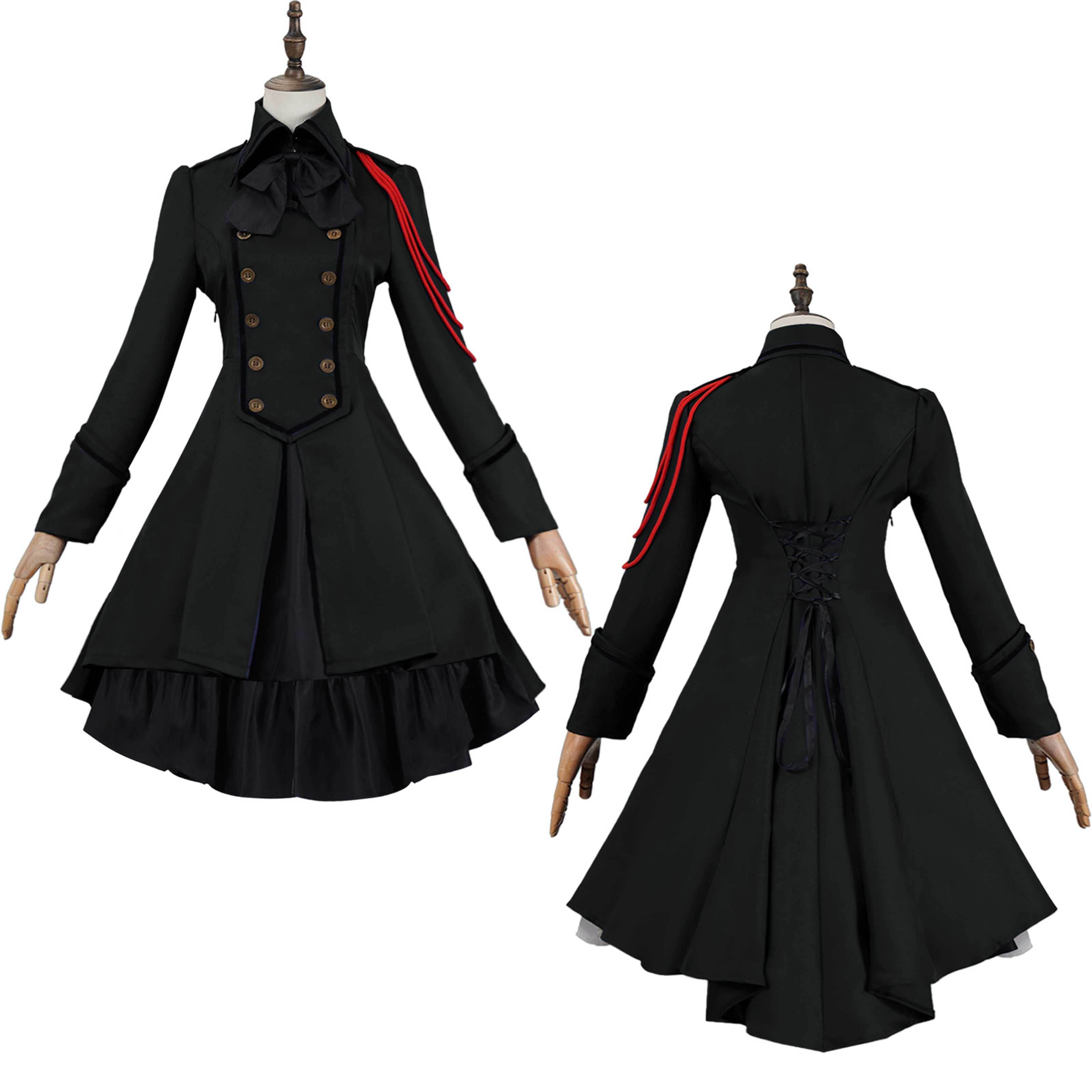 Vestido gótico medieval y renacentista cos Retro falda de cosplay punk con lazo y volantes