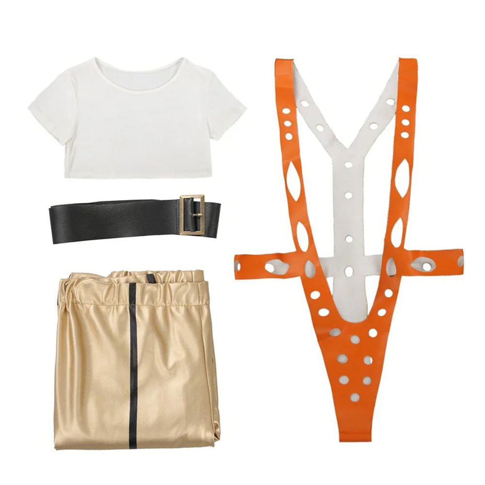 El Quinto Elemento Disfraz de Cosplay de Leeloo Mono Delgado Pantalones Camiseta Corta