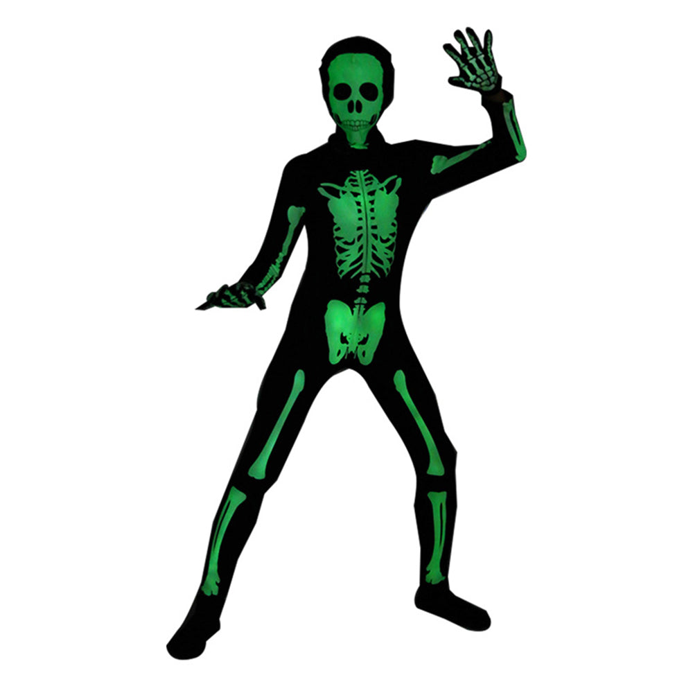 Skull Skeleton Jumpsuit Outfits Cosplay Costume Party For Kids