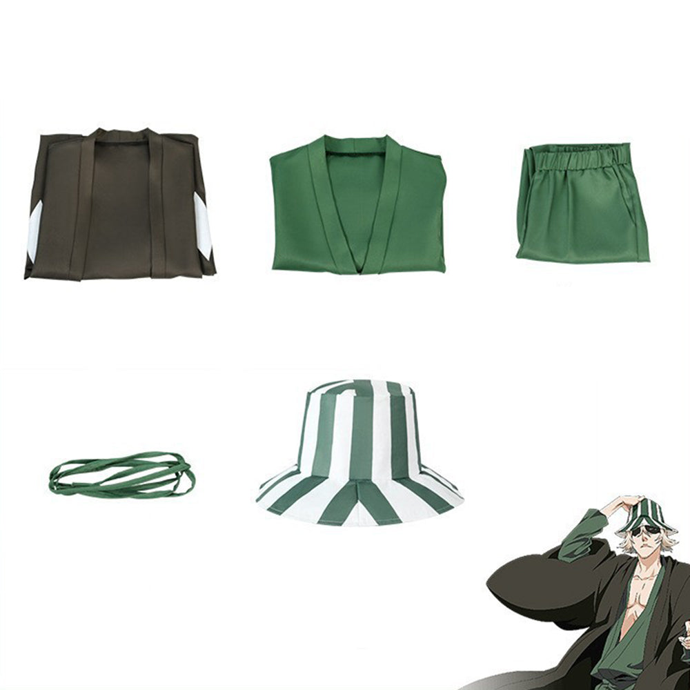 Disfraz de cosplay completo de Bleach Urahara Kisuke con sombrero