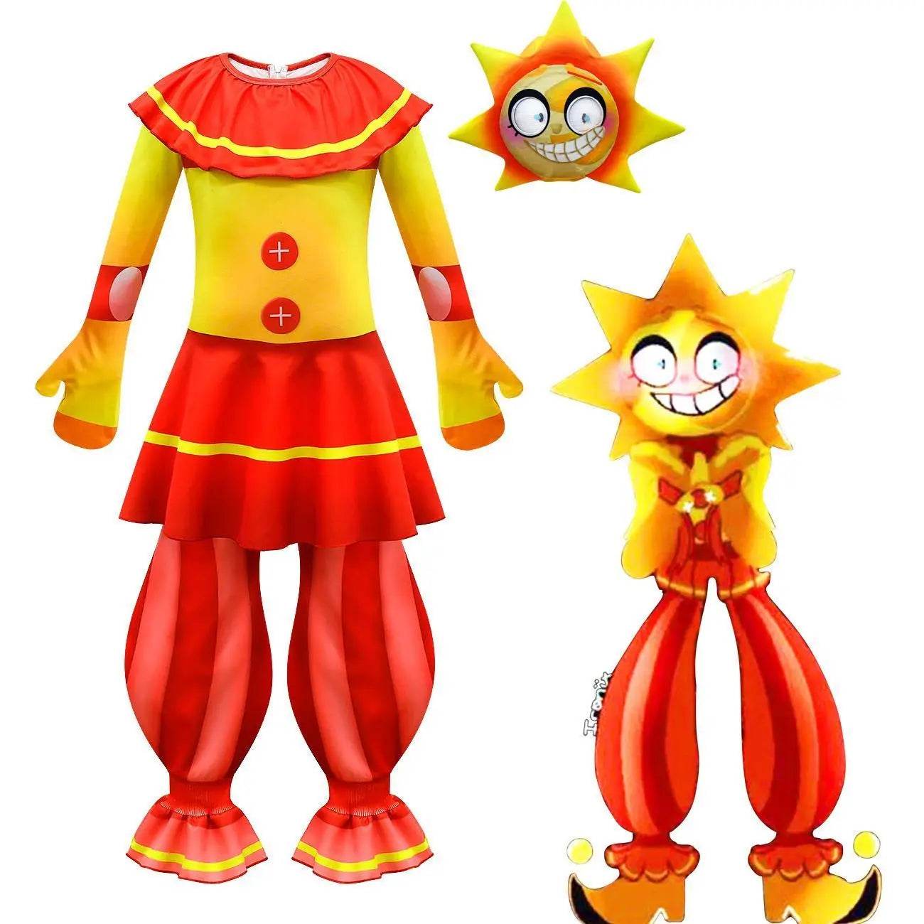 Halloween Clown Cosplay Costumes Jumpsuit Sun Moon Performance Romper For Kids - Ecosfun