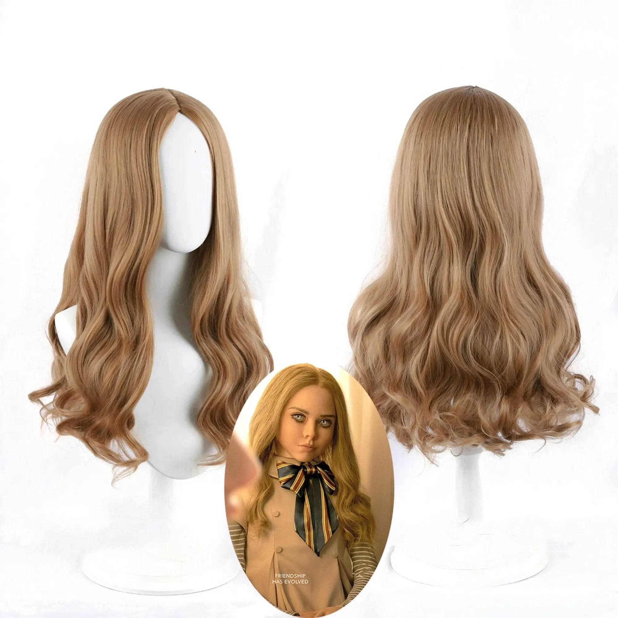 Movie m3gan doll costume wig Long Curly Cosplay Wig for Women - Ecosfun