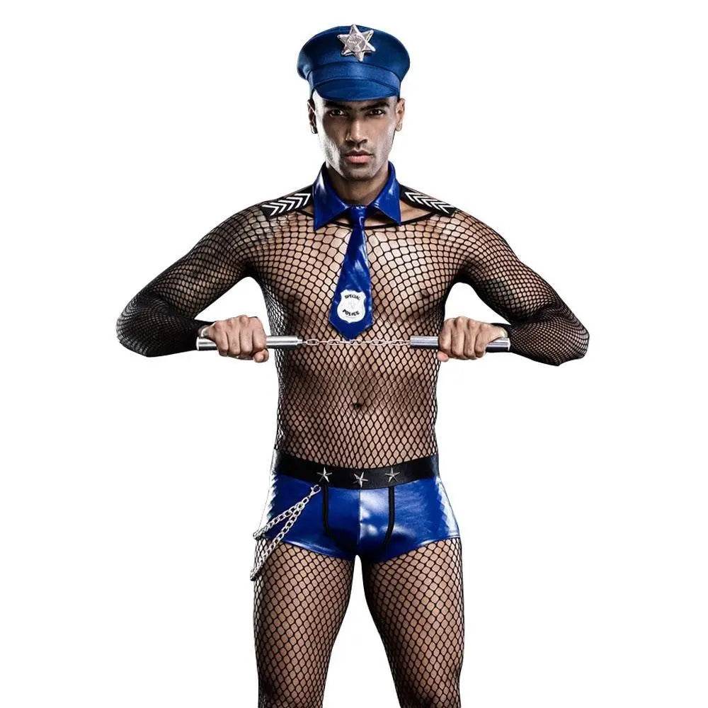 Stag Do Men Blue Police Night Club Costume - Ecosfun