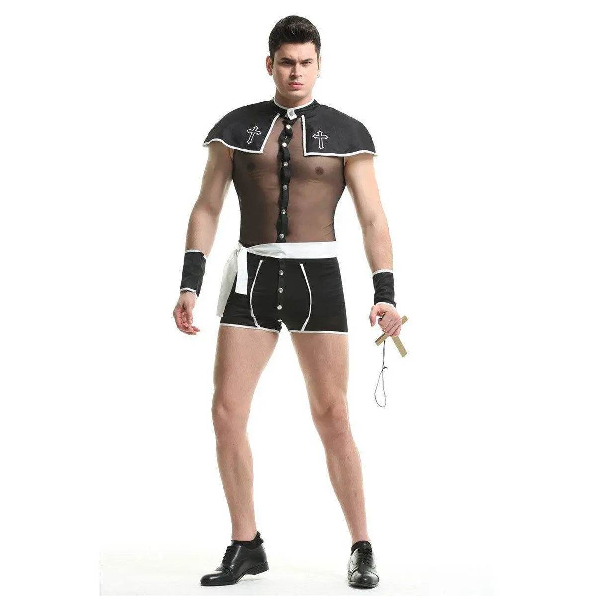 Stag Do Party Fancy Dress Costume Priest Night Club For Men - Ecosfun