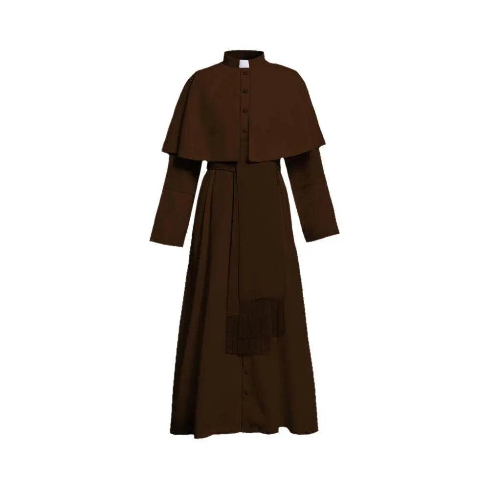 Unisex Men Solid Long Father Vicar Fancy Medieval Priest Costumes Cosplay Party Props - Ecosfun