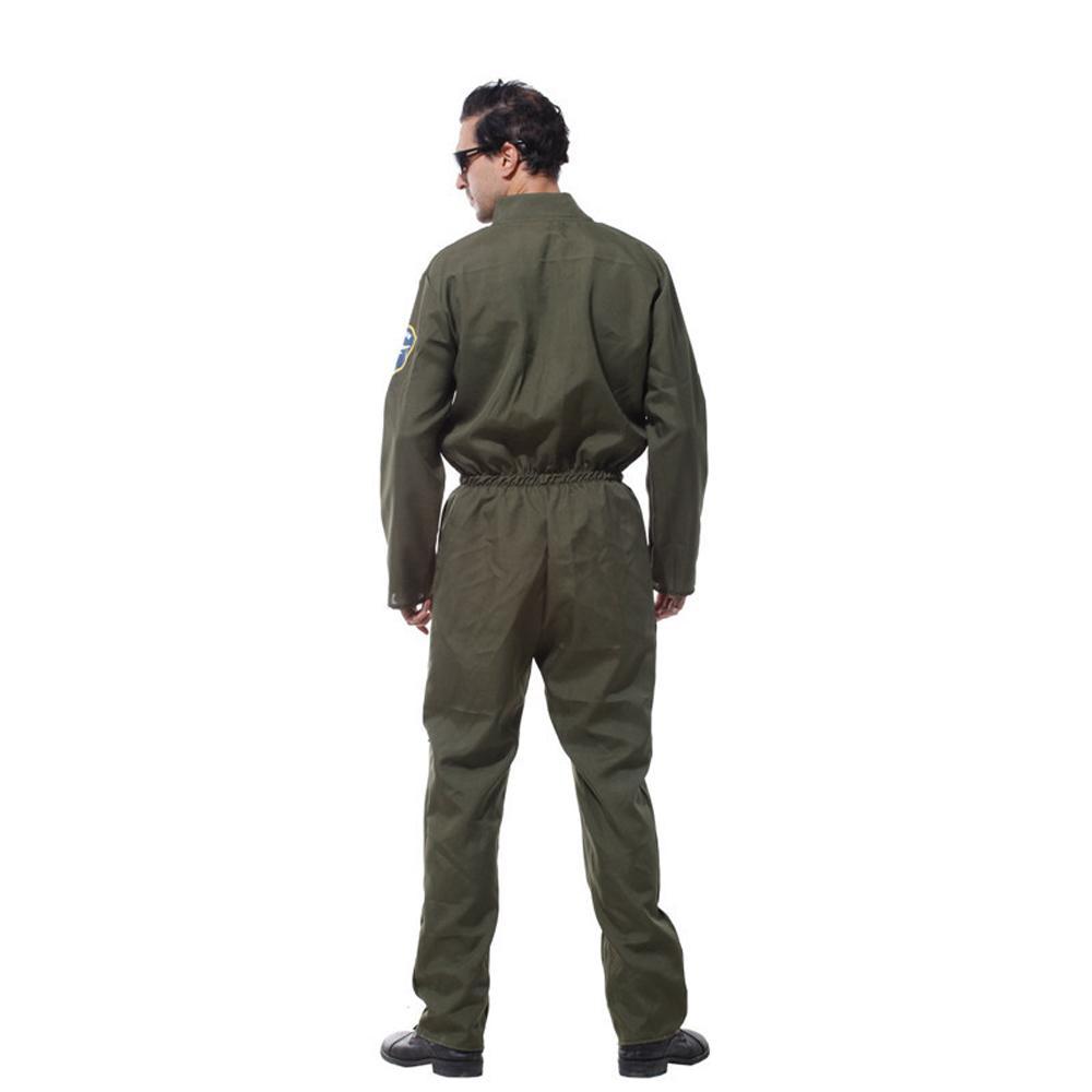 Disfraz de mono Top Gun para hombre, traje de vuelo para adulto, uniforme de piloto aviador