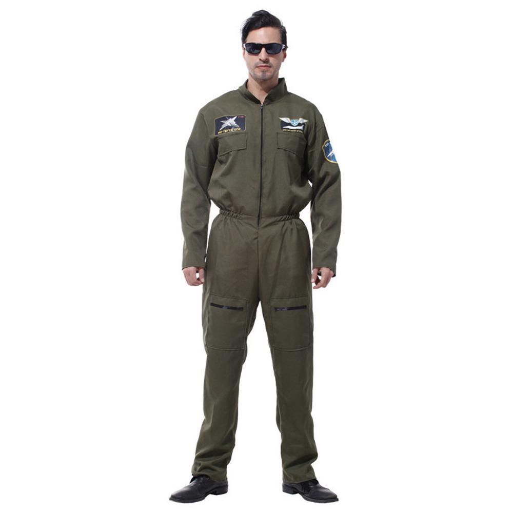 Disfraz de mono Top Gun para hombre, traje de vuelo para adulto, uniforme de piloto aviador