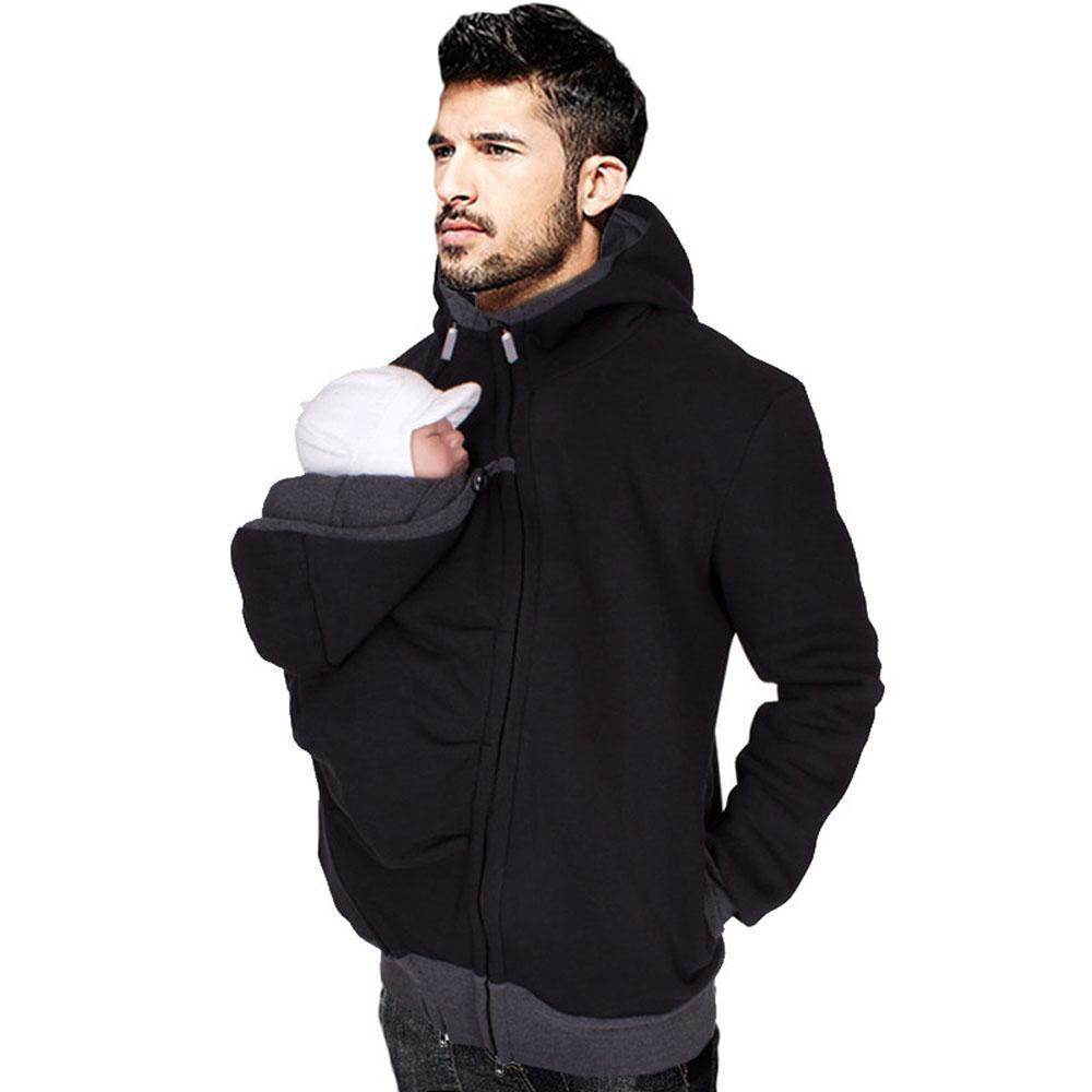 Kangaroo Men Dad Baby Carrier Coat Hoodie Jacket Hooded Sweater - Ecosfun