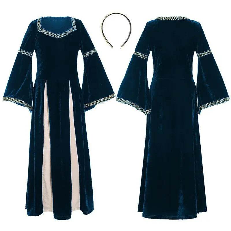 medieval fancy dress Costume Girls Children long dress with trumpet sleeves - Ecosfun