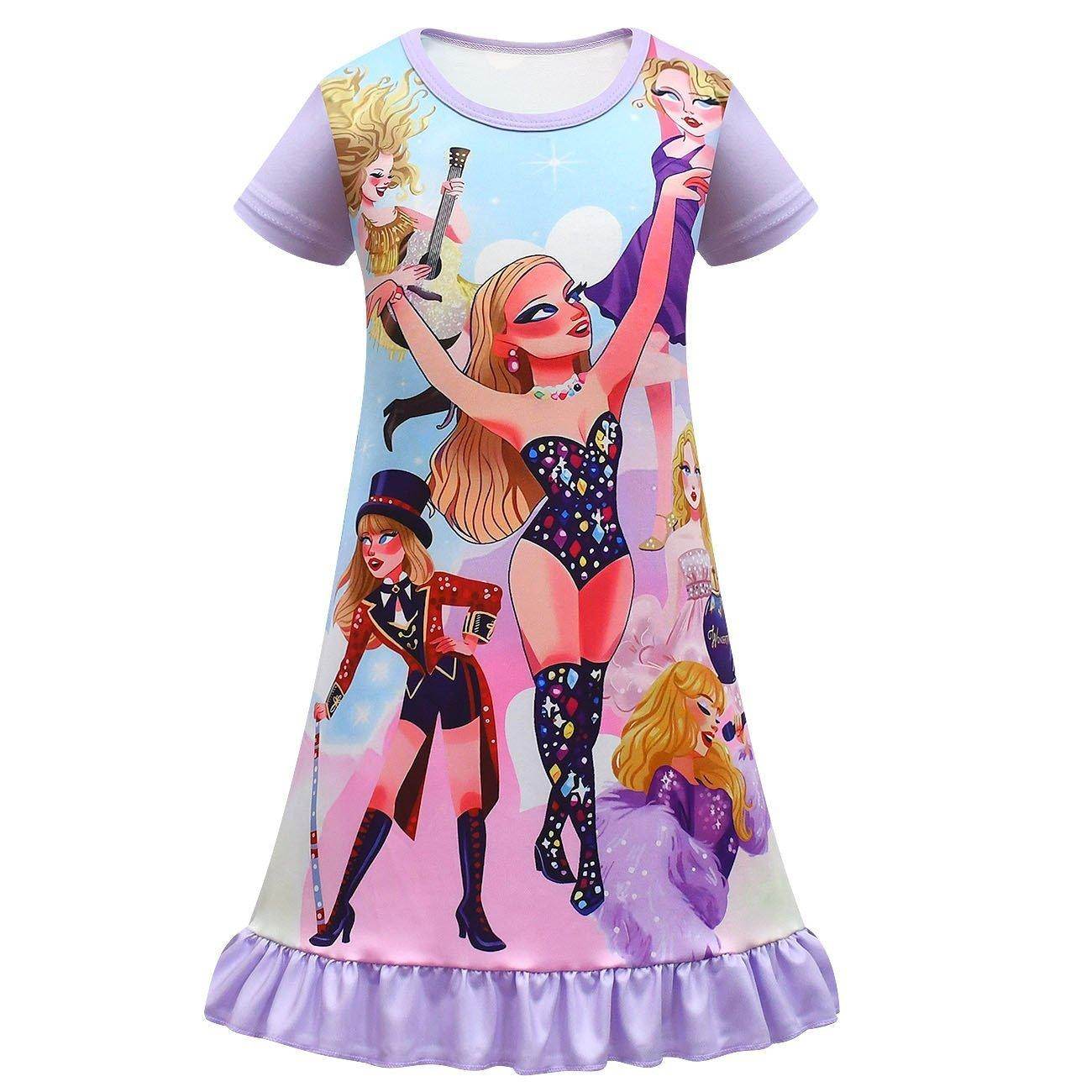 Taylor Swift Flying Sleeve Dress Cosplay Costumes Printing Kids - Ecosfun